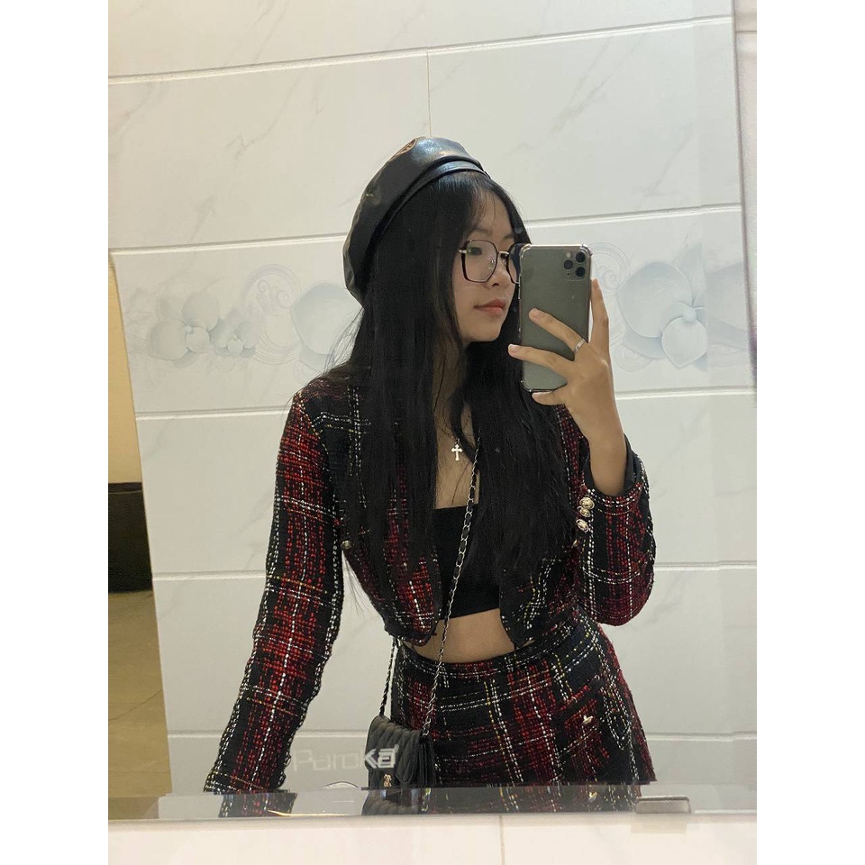 [ 𝐅𝐑𝐄𝐄 𝐒𝐇𝐈𝐏 ] SET VÁY DẠ TWEED KẺ ĐỎ QC SIÊU HOT  2 Lớp Ulzzang Hàn Quốc, Sét Đồ Nữ Mùa Đông
