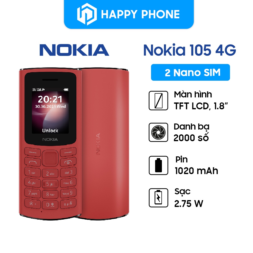 Điện thoại Nokia 105 4G - Hàng chính hãng, nguyên seal mới 100%