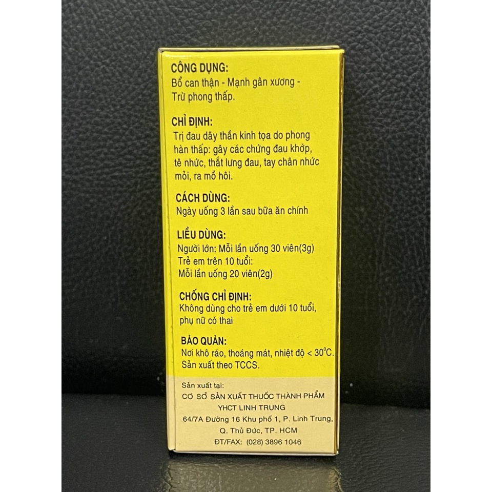 Thần Kinh Tọa Thống Hoàn Linh Trung 50 Gram Đau Nhức Xương Khớp