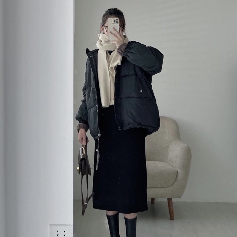 ÁO PHAO BÉO MÙA ĐÔNG 2 MÀU ĐEN / BE