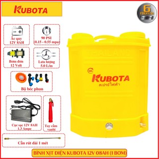 Bình phun thuốc trừ sâu bằng điện KUBOTA 20 lít 1 bơm áp mạnh và chạy êm | Công nghệ Thái Lan | Bình xịt điện