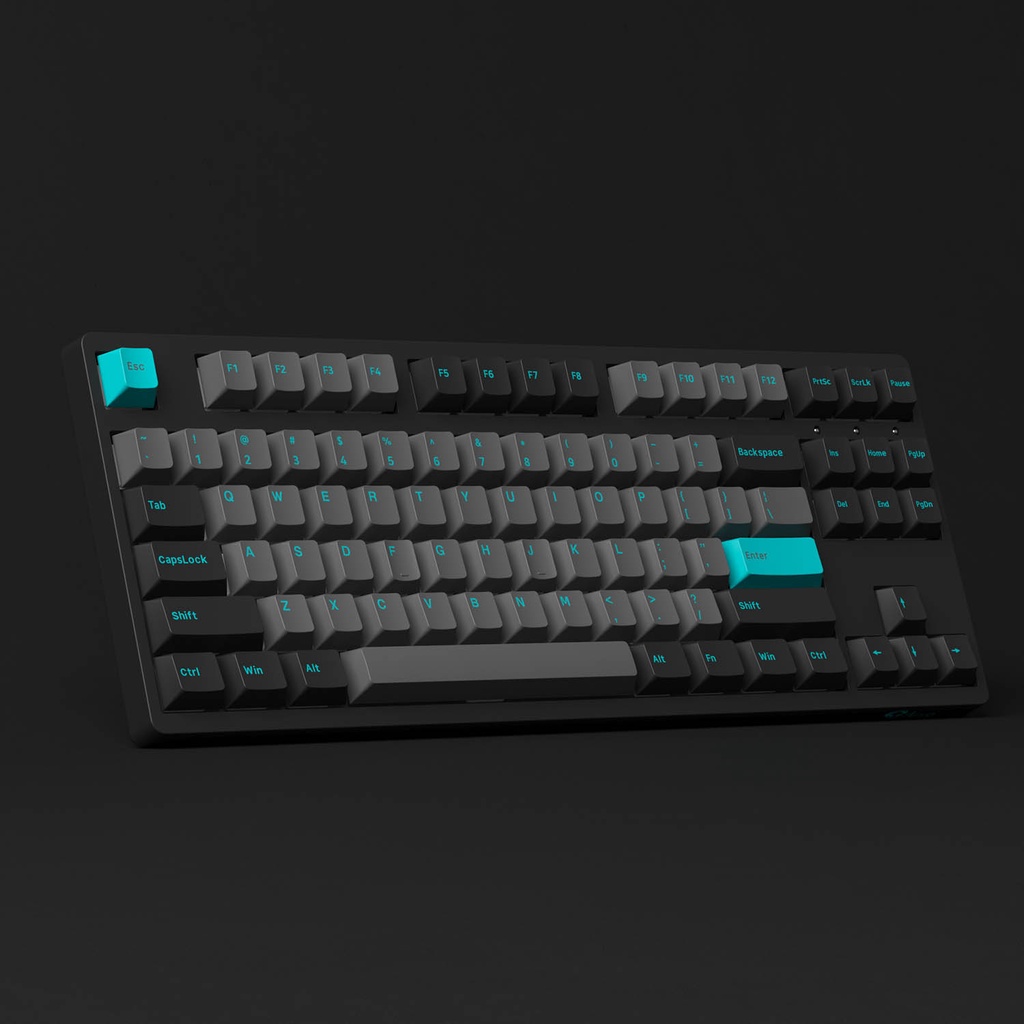 Bàn phím cơ AKKO 3087 Plus Black &amp; Cyan (Foam tiêu âm / AKKO CS switch) CHÍNH HÃNG
