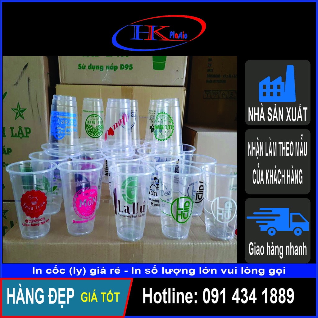 Sỉ ly nhựa, cốc nhựa PP400ml, 500ml, 700ml (1000 chiếc) Có in cốc nhựa, in ly nhựa theo yêu cầu. Cốc trà sữa, trà chanh