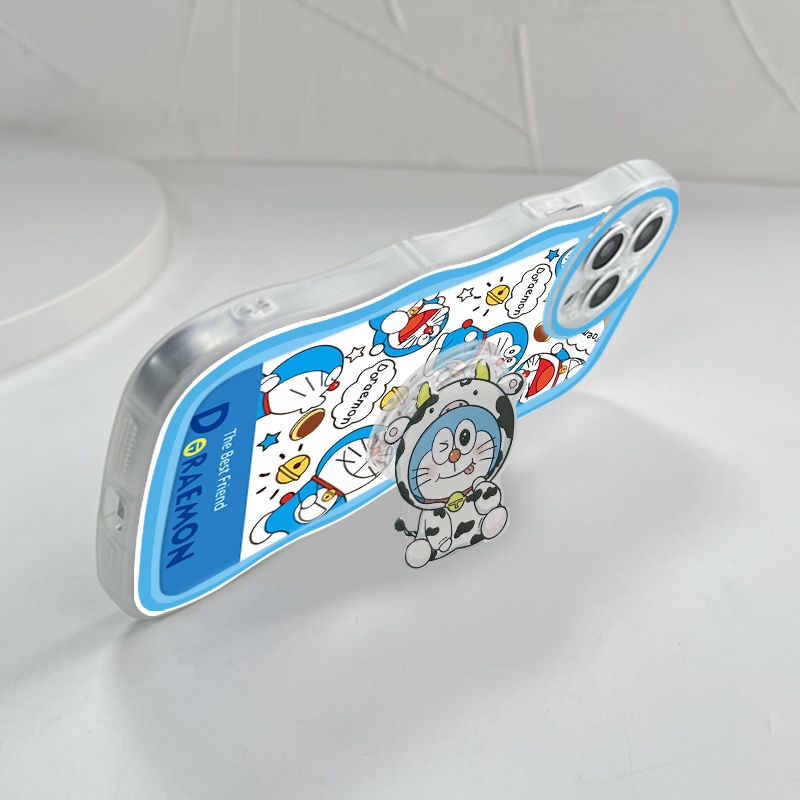 VIVO Y50 Y30 Y30i Y21 Y21S Y21A Y33S Y33T Y31 Y51 Y51A Y53S Y20 Y20i Y20S G Y12S Y12A Y22 Y22S Y53 2021 2020 Cho Ốp lưng điện thoại In Hình Cartoon Doraemon Cat Wave Bracket