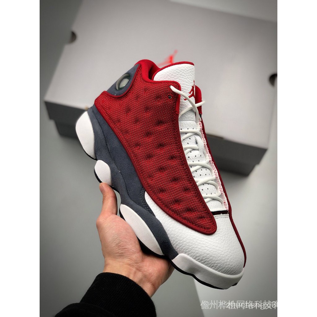 Giày Thể Thao Air Jordan 13 "Red Flint" Màu Xám Trắng Đỏ Giảm Xóc Siêu Bền Thoải Mái Cho Nam YRJ1
