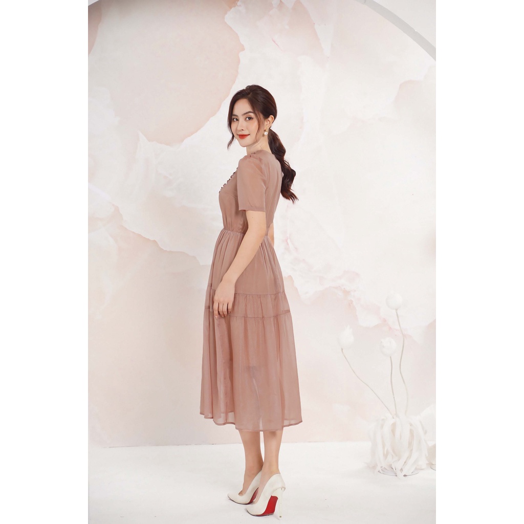 Đầm dáng xòe Fiona bèo trang trí cổ F452309