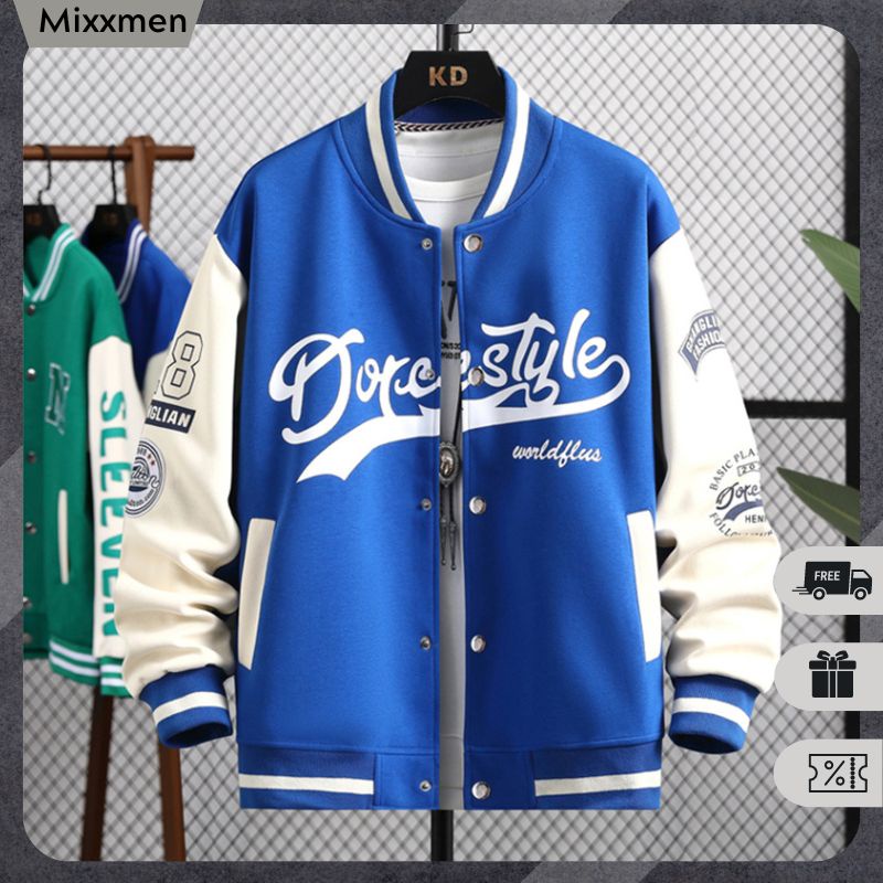 Áo Khoác Bomber Bóng Chày Unisex Nam Nữ Phối Hoạ Tiết Thêu Form Rộng Thời Trang Mixxmen AO KHOAC NAM 045