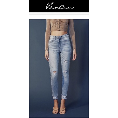 (Q983) Quần jeans kiểu rách dáng ôm màu xanh bạc - Thanh lý vnxk