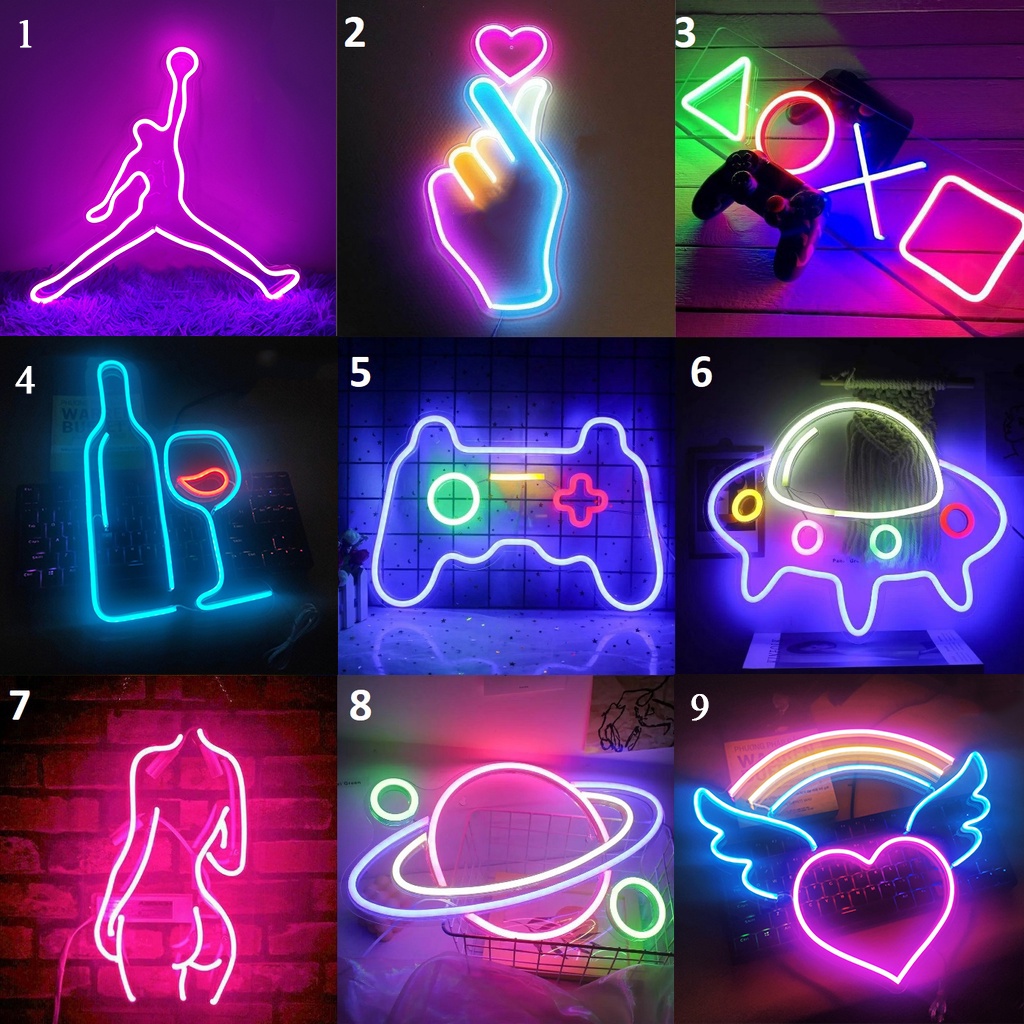 Đèn led neon dán tường Ledlin Decor phòng ngủ phòng livesteam Nhiều mẫu đẹp Tặng nguồn miếng dán