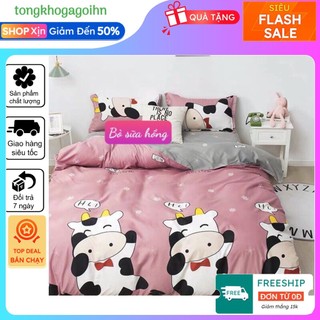 Ga Gối Poly Bộ 3 Món 2 Vỏ Gối 1 Ga Chun Bọc Đệm poly cottong được chọn mẫu 1m,1m2,1m4