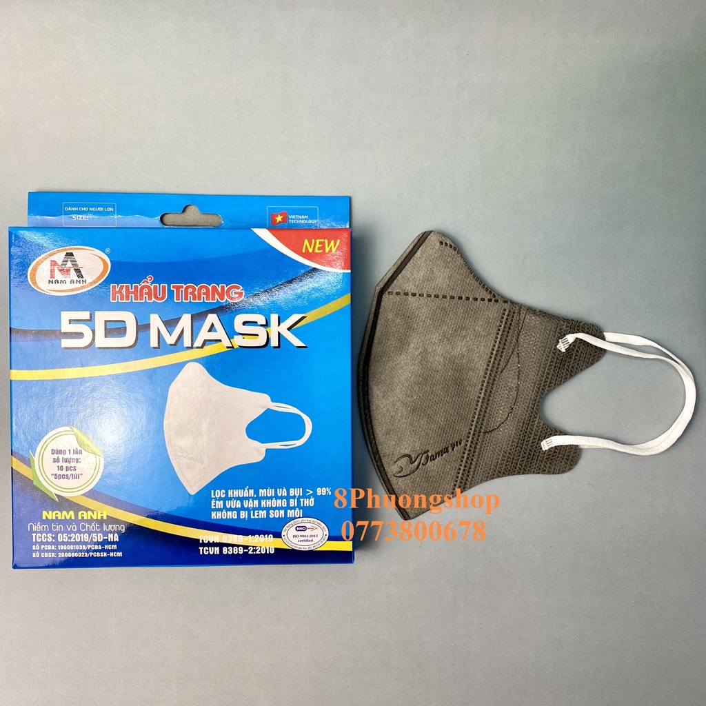Khẩu trang 5D Nam Anh 10 cái/ hộp – Khẩu trang y tế Nam Anh Famapro thiết kế 3D Mask