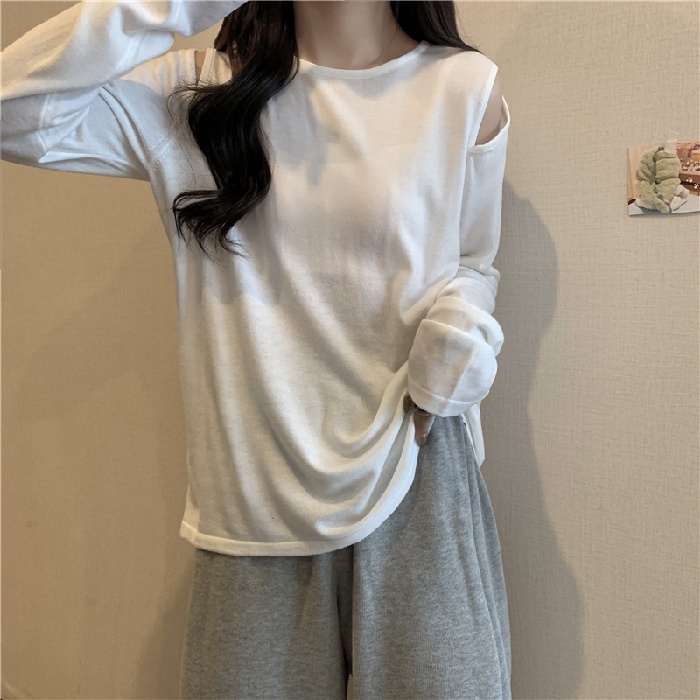 Áo thun SUXI tay dài màu trơn đơn giản thời trang dành cho nữ