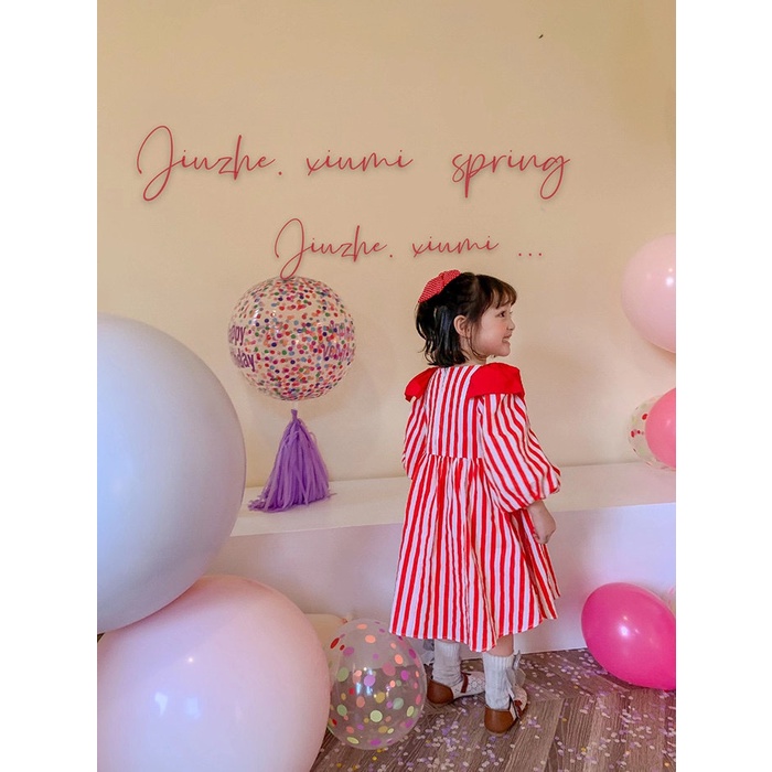 Váy bé gái dáng maxi họa tiết kẻ sọc đỏ cực xinh Mini Kids G21