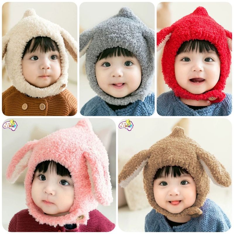 Mũ Len Tai Cừu/ Mũ Lông Cừu Tai Thỏ Dễ Thương Cho Bé 4 Tháng - 3 Tuổi