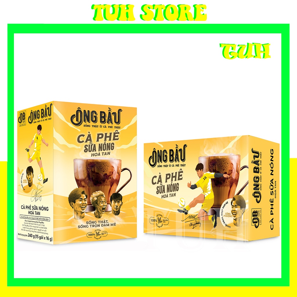 Cà Phê Sữa Nóng Ông Bầu Hộp Vàng 240g, 2 Hộp 15gói/1hộp, cà phê ob, ob cafe-TUH Store