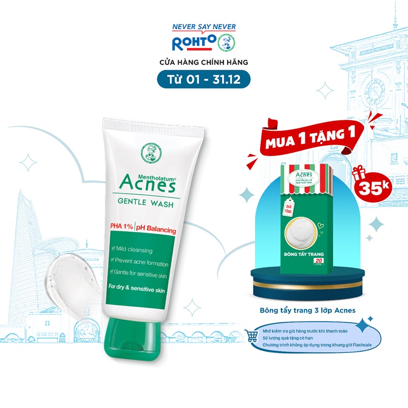 Gel rửa mặt ngăn ngừa mụn Acnes Gentle Wash 100g