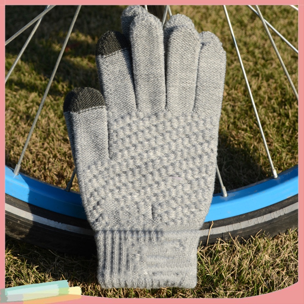 Găng tay dệt kim màu trơn chống gió thời trang thu đông kiểu dáng dễ thương