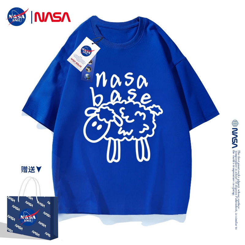 Áo Thun Ngắn Tay Dáng Rộng In Hình NASA Cá Tính Cho Nam Nữ Dễ Thương