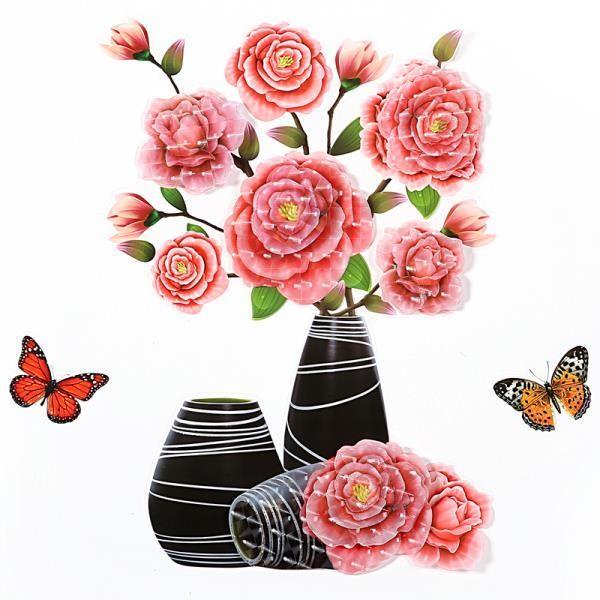 Tranh dán tường 3D hình bình hoa ( giao màu ngẫu nhiên )_ giaxuong247
