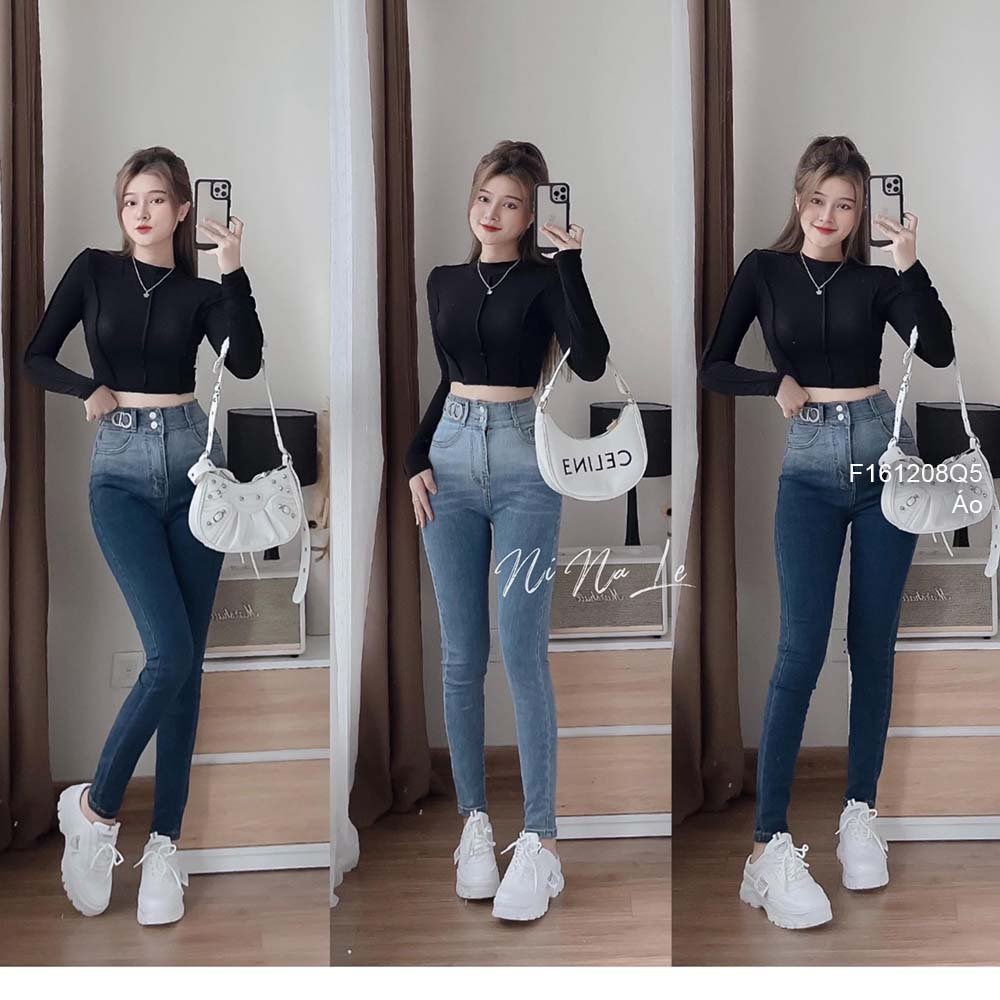 Áo thun zip đen trơn dáng croptop phối viền tay dài hàng QC!