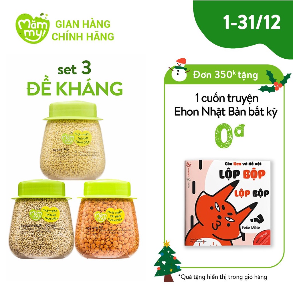 Set 3 hạt ăn dặm tăng đề kháng hữu cơ MĂMMY Hạt Kê Nếp, Đậu Lăng Đỏ