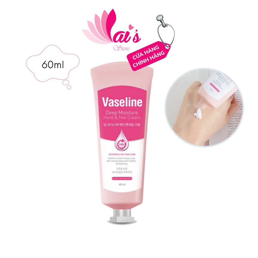 Kem Dưỡng Da Tay Và Móng Vaseline Deep Moisture Hand & Nail Cream 60ml Hàn Quốc Hương Hoa Hồng Giúp Da Mềm Mại, Ẩm Mịn