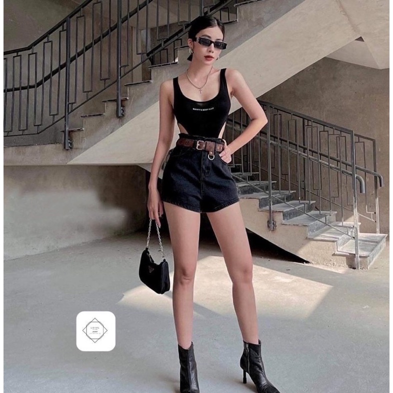 Body Suit Trơn Hai Dây Basic In Chữ Phong Cách Hàn Quốc CC055