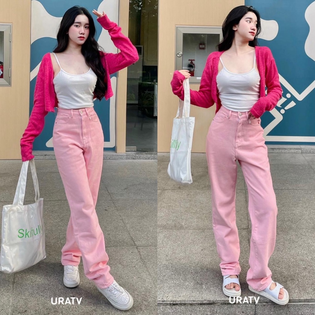 [CÓ SẴN- ẢNH THẬT] Quần suông dài màu DENIM