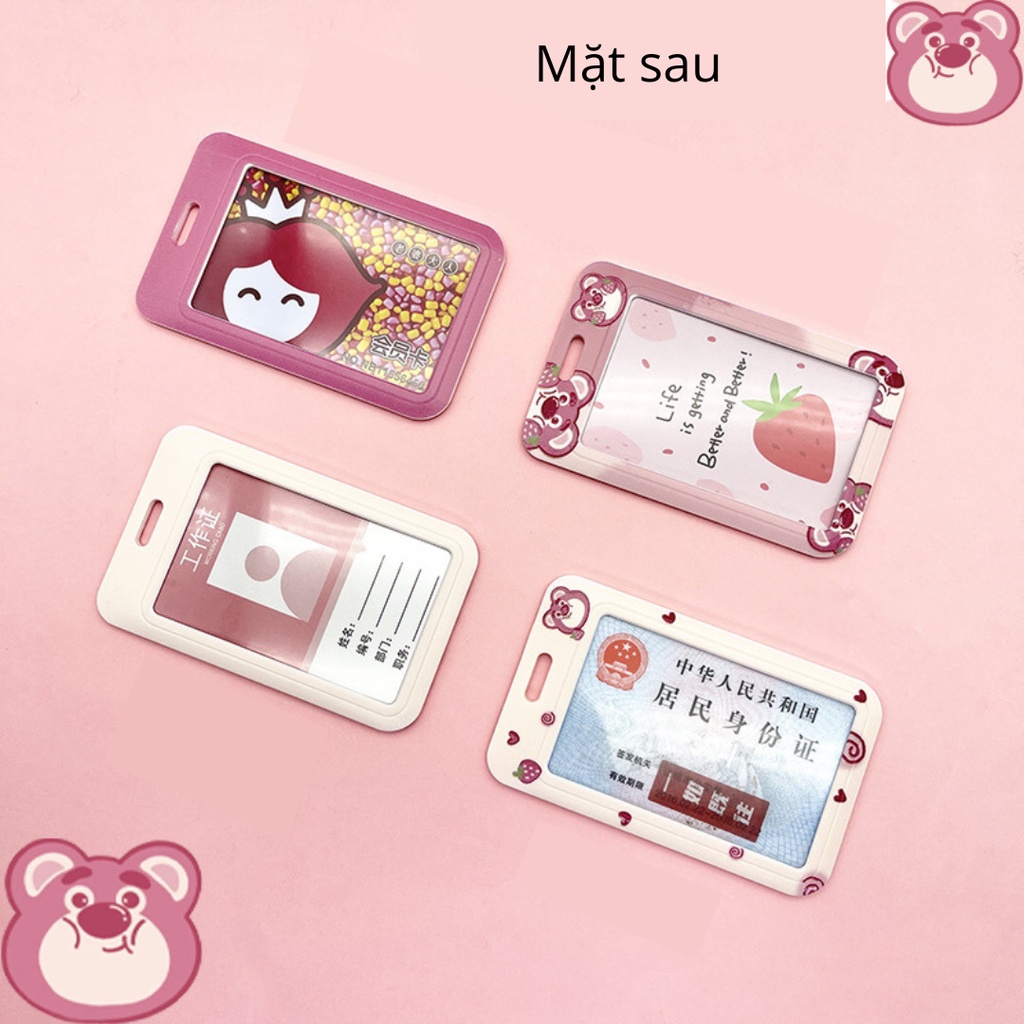 Dây đeo thẻ học sinh sinh viên thẻ id nhân viên hình gấu dâu Lotso đáng yêu