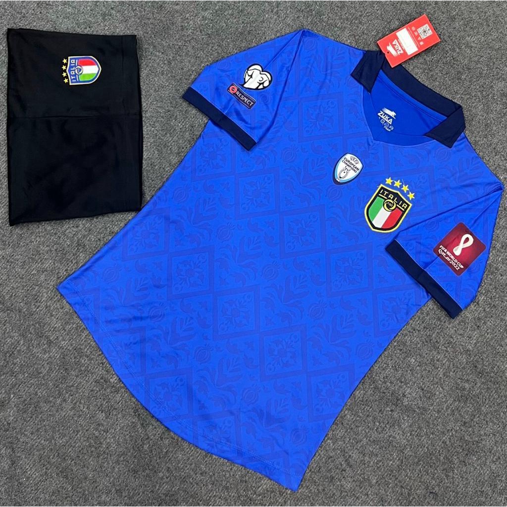Bộ quần Áo Đá Bóng Italia xanh chất thun thái