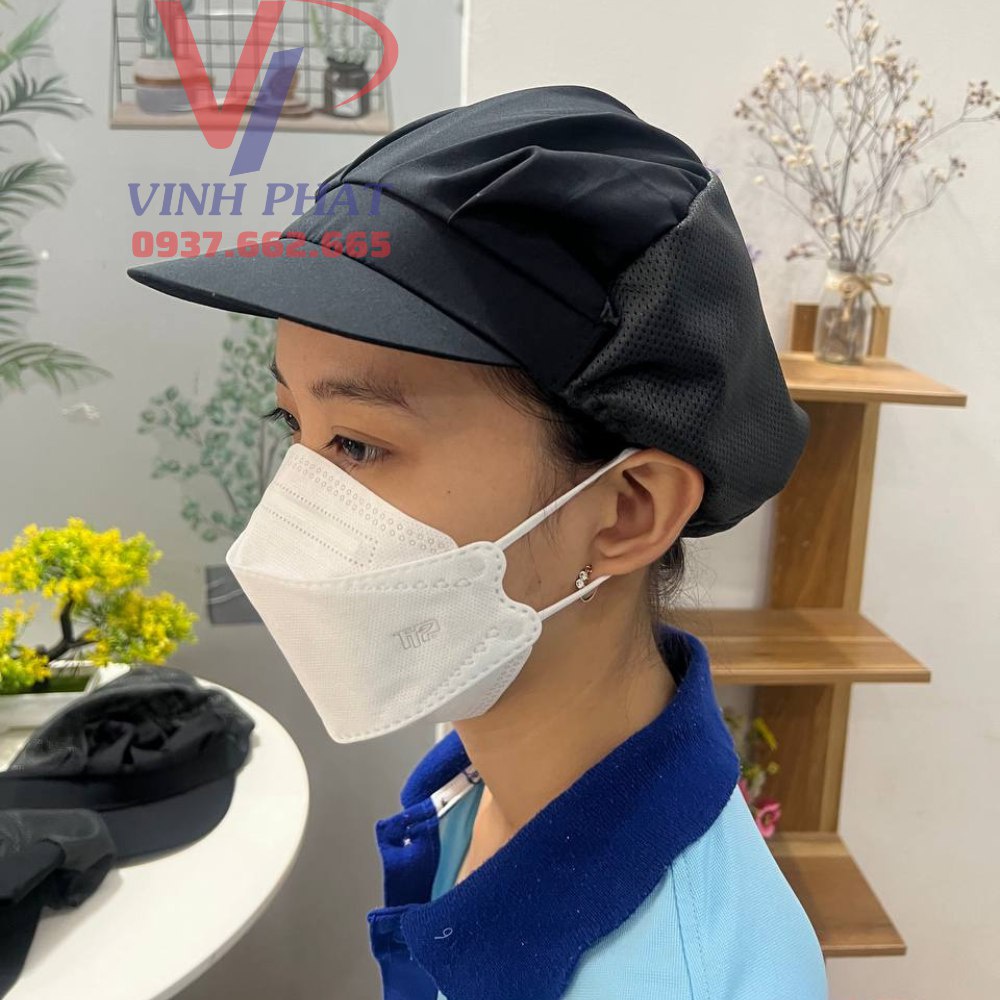 Nón Vải Lưới Trùm Tóc Công Nhân Chế Biến Thực Phẩm Màu Đen - Mũ Lưới Trùm Đầu Bảo Hộ Cho Nhân Viên Bếp, Nhà Hàng.
