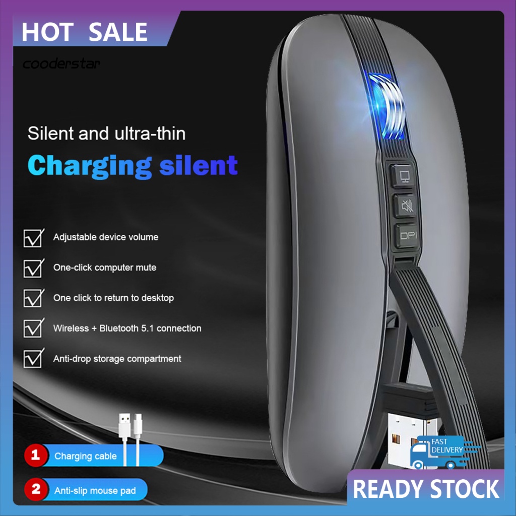 Chuột không dây 2.4GHz / Bluetooth 5.1 Độ Nhạy Cao Có Thể Điều Chỉnh