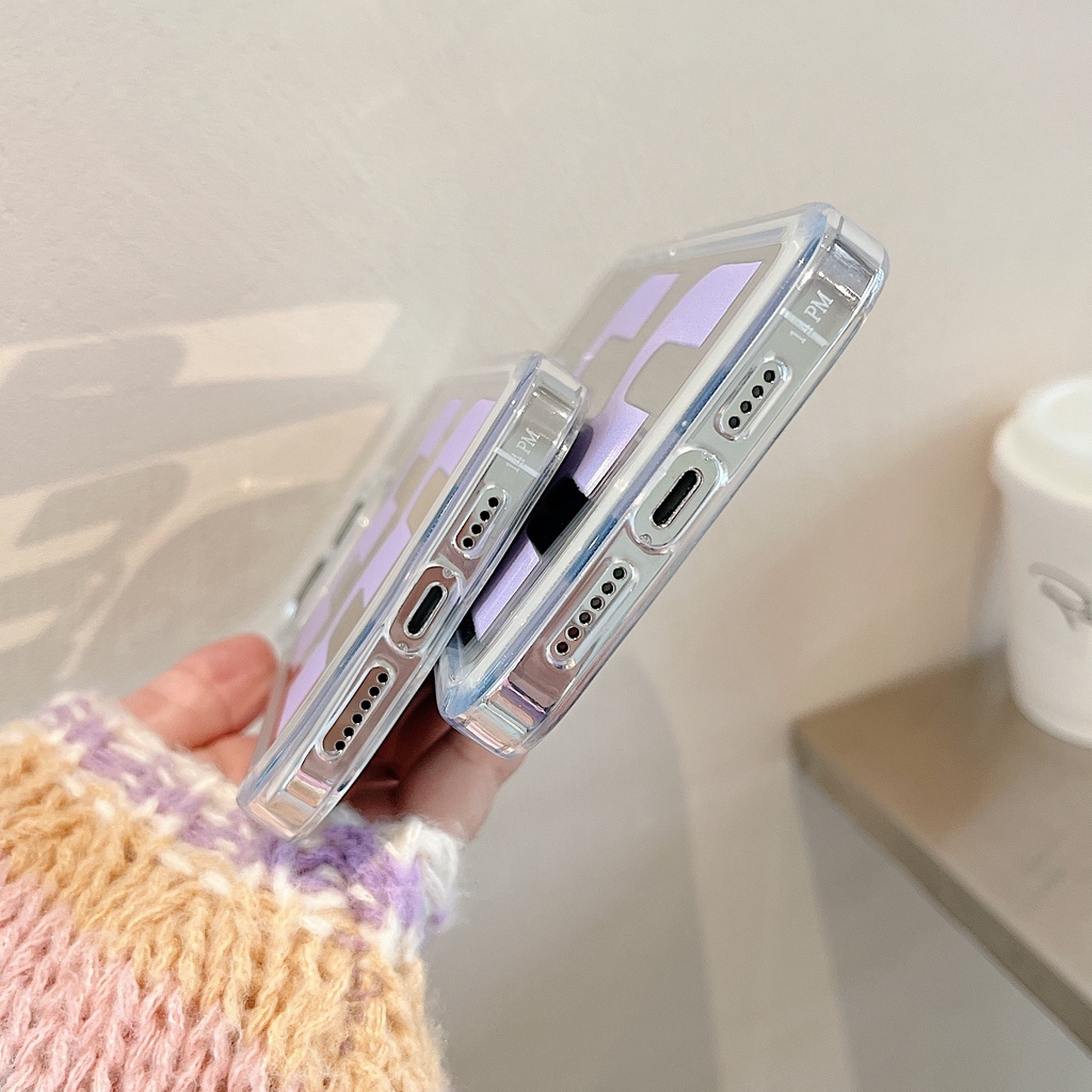 Ốp Điện Thoại Acrylic Cứng Chống Sốc Màu Tím In Chữ Tiếng Anh Lỗ To Thời Trang