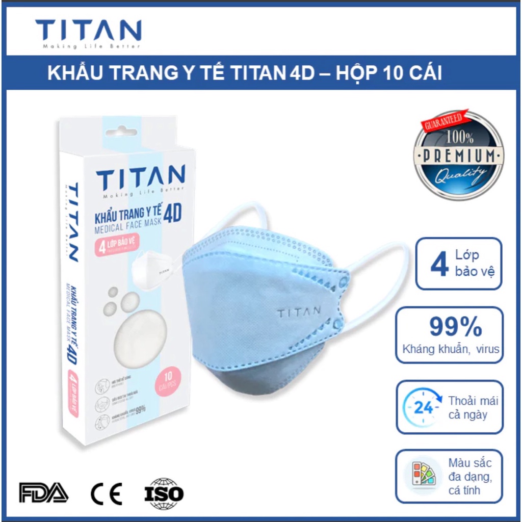 4D TITAN(KF94) - Khẩu trang y tế cao cấp kháng khuẩn 4 lớp (10 cái/ hộp)