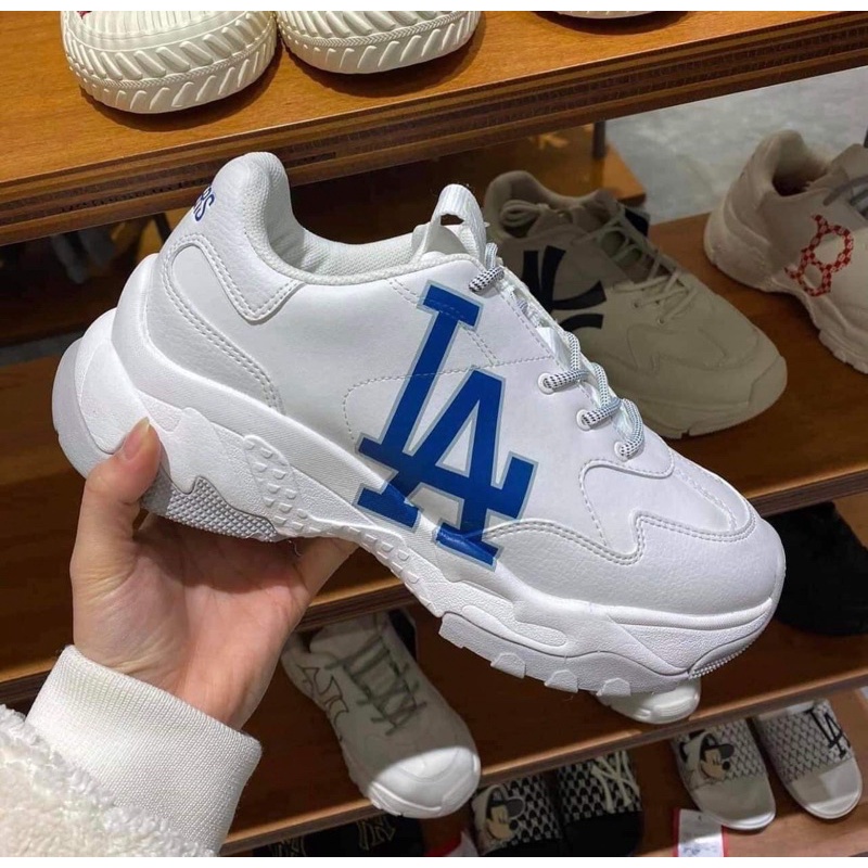 Siêu Phẩm Giày Thể Thảo Sneaker MLB LA Xanh Trắng Đế Tách Lớp SIêu Xinh Cao Cấp Ảnh Thật