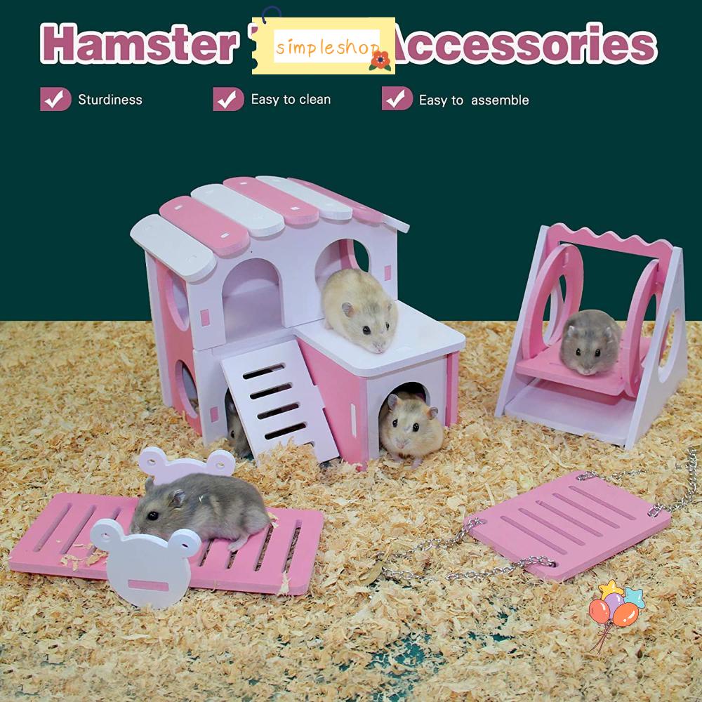 Ngôi Nhà Gỗ Mini Cho Chuột Hamster Tập Thể Dục