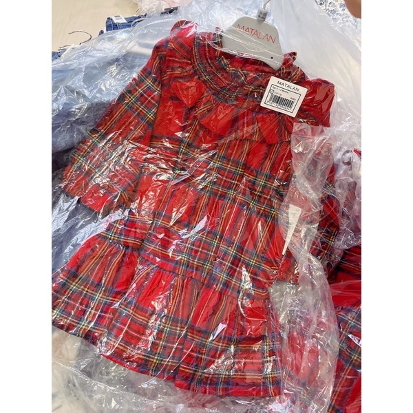 ĐẦM MATALAN BÉ GÁI MẶC TẾT KIỂU SỌC CARO 12M - 18M - 24M -3Y