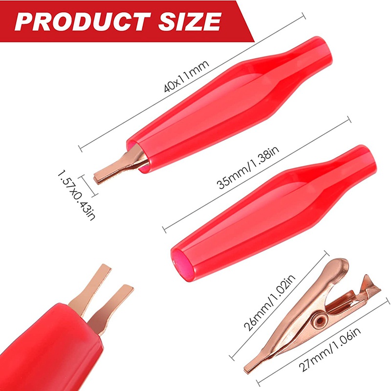 Set 20 Kẹp Cá Sấu Thử Điện 5Amp Mini Bằng Đồng Cách Nhiệt Bảo Vệ Răng