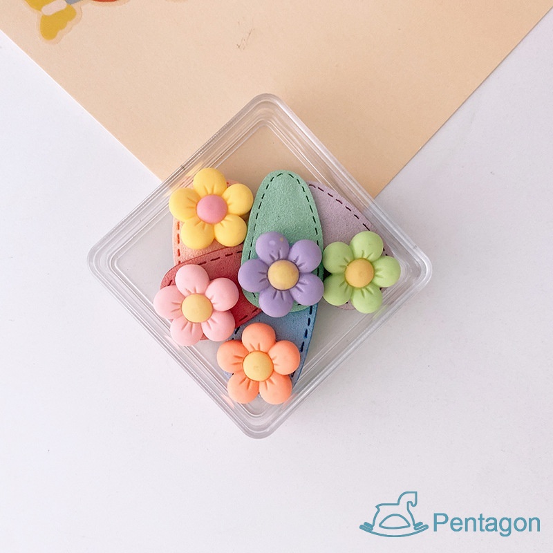 Set 5 Kẹp Tóc Bằng Da Họa Tiết Hoạt Hình Dễ Thương Cho Bé Gái