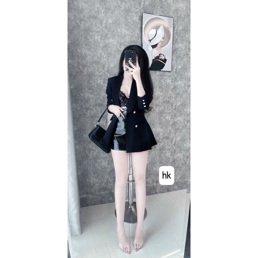 Áo vest nữ 2 lớp 6 cúc siêu sang chảnh