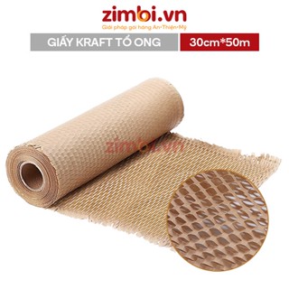 Giấy tổ ong gói hàng chống sốc dạng lưới kéo dãn bảo vệ sản phẩm giấy kraft 80gsm Zimbi ngang 30cm