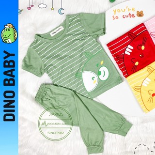 [Cho bé 8-27kg] Bộ áo ngắn, quần dài hiệu Minky Mom vải thun lạnh sọc in hình mặt thú cho bé- Mã: TN-IN65