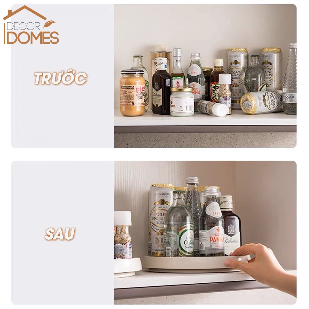 Kệ đựng gia vị xoay 360 độ, khay tròn đựng gia vị nhà bếp cao cấp thiết kế thông minh