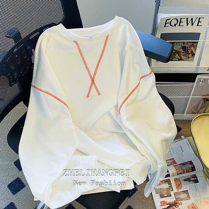 ZHELIHANGFEI Áo Thun Sweater Tay Dài Dáng Rộng Dễ Phối Đồ