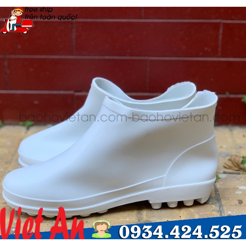 Ủng nhựa lùn đi mưa màu Trắng, Ủng ngắn làm vườn TGP siêu mềm siêu bền _bán giá sỉ