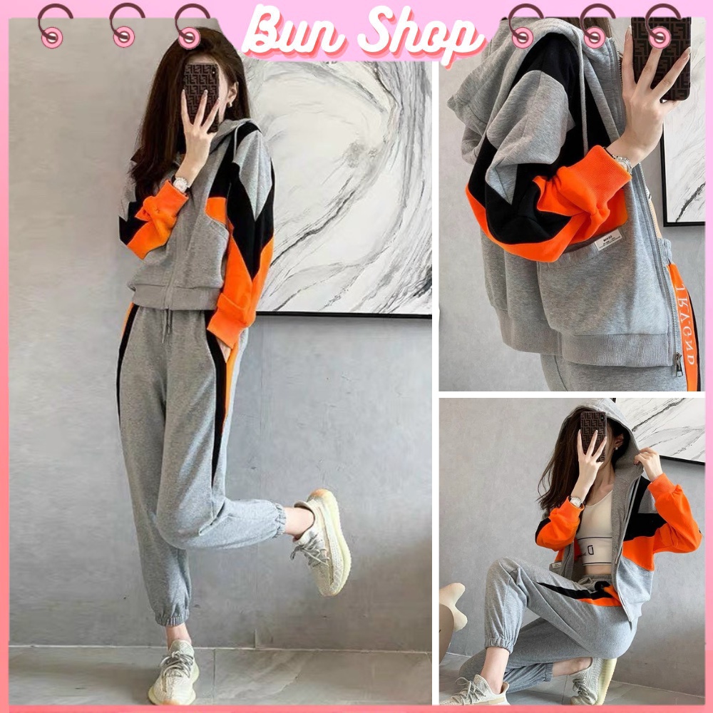 Đồ Bộ Nữ - Set thể thao nữ thu đông chất umi kẻ vân nổi, Set 2 món gồm quần và áo Bun Shop20
