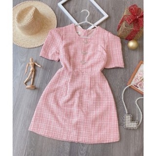 Đầm dạ tweed đính nơ đá