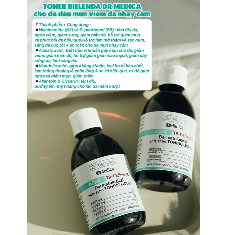 Toner Acid làm sạch da dưỡng ẩm cho da mụn Bielenda DR Medica Acne