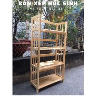 [Mã LIFEBKA5 giảm 10% tối đa 1 Triệu đơn 500k] Kệ Sách, Kệ Gỗ Cao Su Cao 4 Tầng - Rộng 50cm