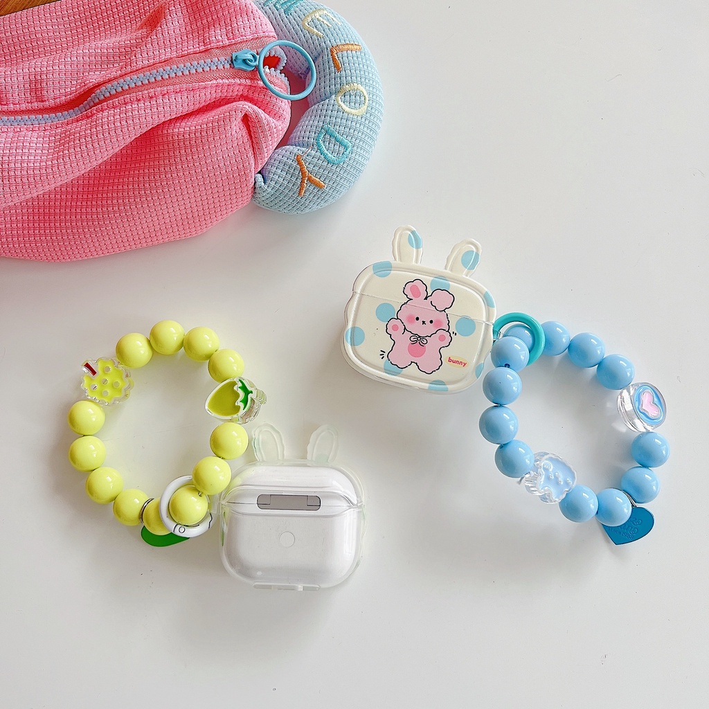 Vỏ Bảo Vệ Hộp Sạc Tai nghe không dây AirPods 1 / 2 3 Pro2 2022 Bằng Tpu Mềm Trong Suốt Hình Thỏ 3D Dễ Thương